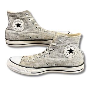 Converse All Stars Hi Top Sneakers Womens Sz 10 Gray Tweed Metallic Sparkle